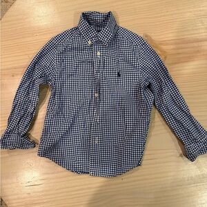 Ralph Lauren Navy Checkered Button Down Shirt